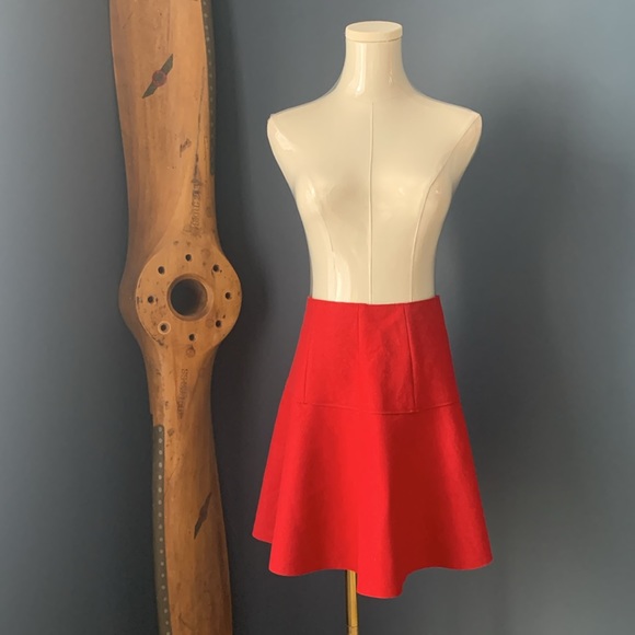 Land’s End red wool skirt. Size 8P - Picture 1 of 7